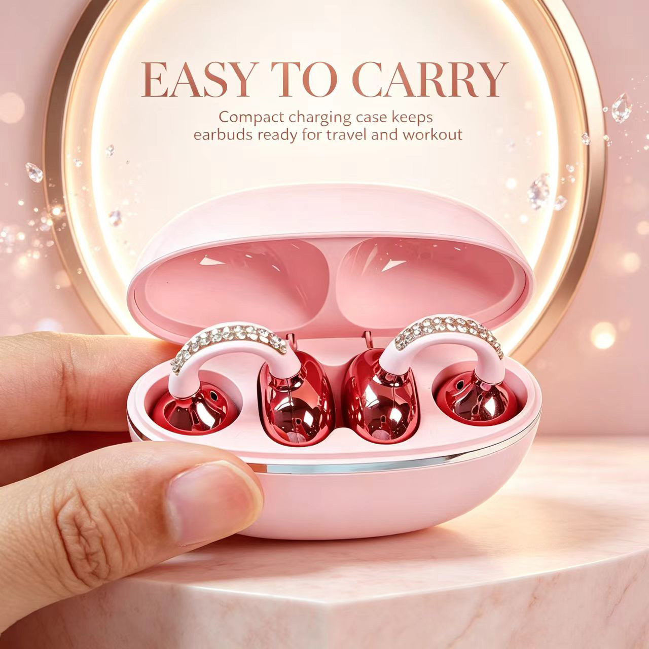Open Ear Air Conduction Headphones - Strass-Verzierte Offene Ohrclips Kabellose Ohrhörer Bluetooth