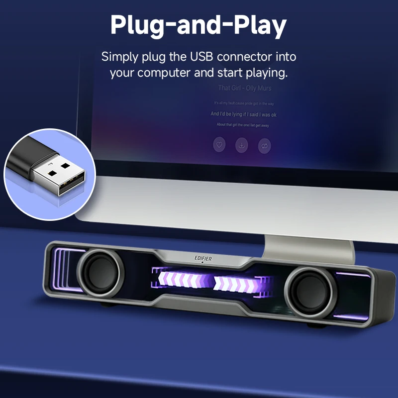 Rgb Computer Soundbar For Pc - Edifier QS30 Computerlautsprecher Mini-Soundbar USB-Lautsprecher mit