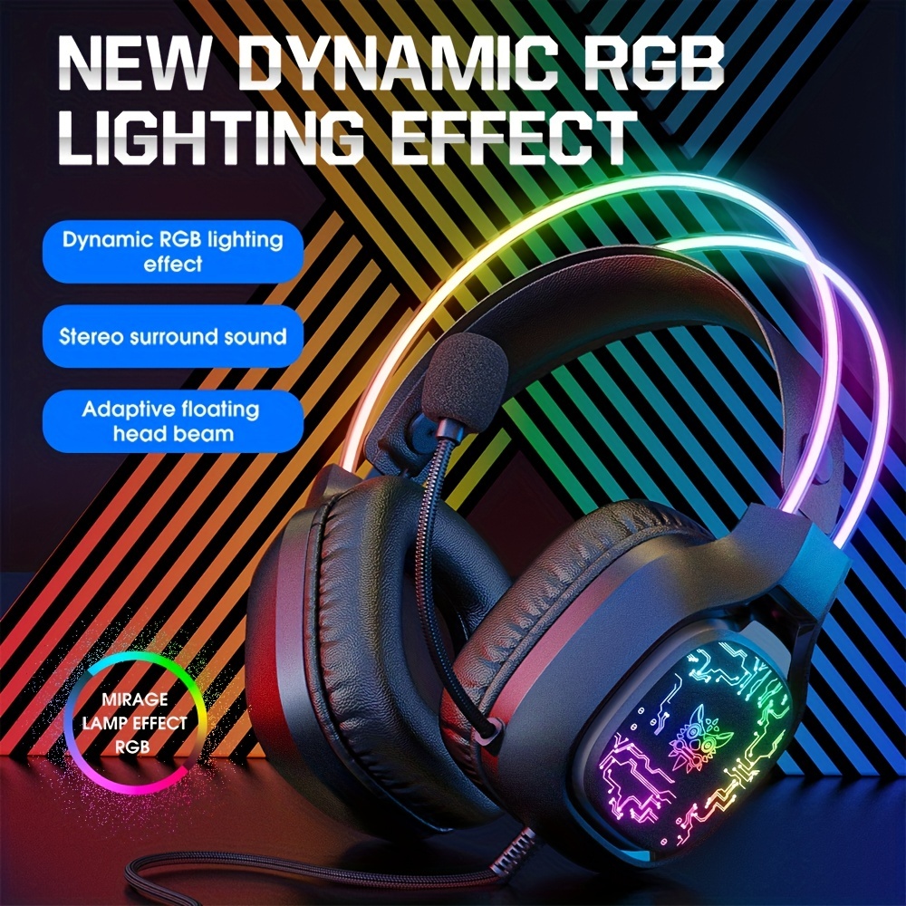 Gaming Headset With Mic Rgb - ONIKUMA X22 Gaming-Headset, RGB-dynamische Beleuchtung, kabelgebundene