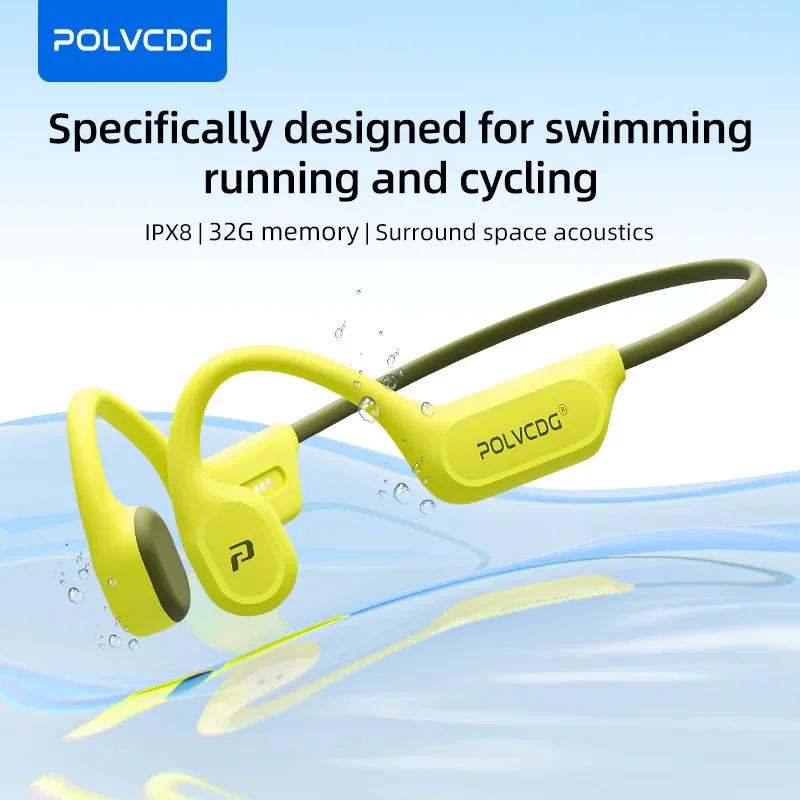 Type C Wired Earphones With Mic - POLVCDG X9 Knochenleitungs-Schwimmkopfhörer 32G IPX8 Wasserdicht
