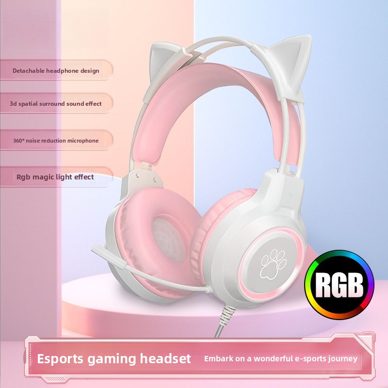 Gaming Headset With Mic Rgb - RGB-Gaming-Kopfhörer mit hochauflösendem, flexiblem Mikrofon, 3,5-mm-Gaming-Kopfhörer,